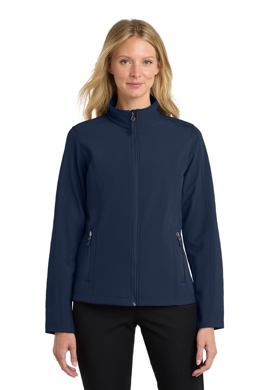 Port Authority L317 Womens Core Wind & Water Resistant Full Zip Jacket Dress Navy Blue Model Front