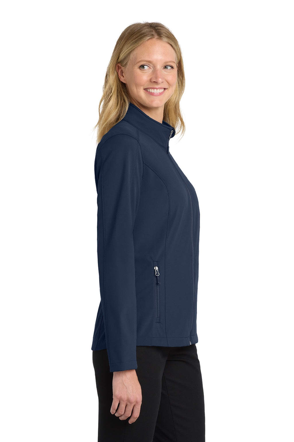 Port Authority L317 Womens Core Wind & Water Resistant Full Zip Jacket Dress Navy Blue Model Side