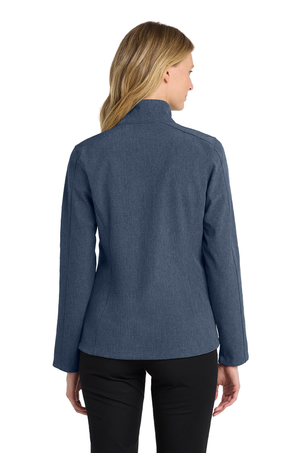 Port Authority L317 Womens Core Wind & Water Resistant Full Zip Jacket Heather Navy Blue Model Back