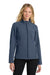 Port Authority L317 Womens Core Wind & Water Resistant Full Zip Jacket Heather Navy Blue Model Front