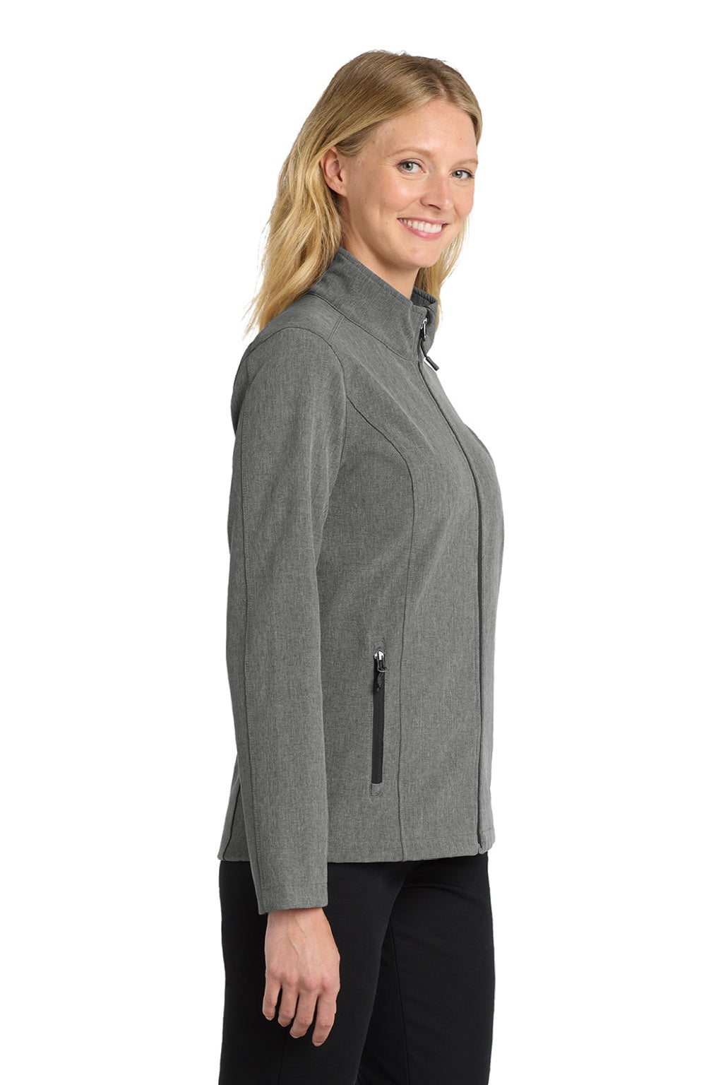Port Authority L317 Womens Core Wind & Water Resistant Full Zip Jacket Heather Pearl Grey Model Side