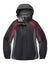 Port Authority L321 Womens 3-in-1 Wind & Water Resistant Full Zip Hooded Jacket Black/Magnet Grey/Signal Red Flat Front