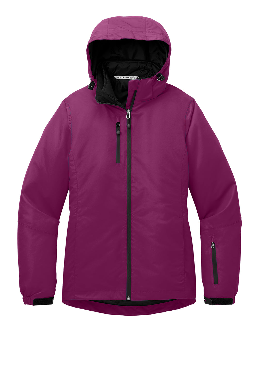 Port Authority L332 Womens Vortex 3-in-1 Waterproof Full Zip Hooded Jacket Very Berry Purple/Black Flat Front