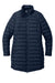 Port Authority L365 Womens Horizon Water Resistant Full Zip Long Puffy Jacket Dress Navy Blue Flat Front