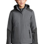 Port Authority Womens Tech Windproof & Waterproof Full Zip Hooded Jacket - Shadow Grey/Storm Grey - Closeout