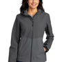 Port Authority Womens Tech Wind & Water Resistant Full Zip Hooded Rain Jacket - Storm Grey/Shadow Grey - Closeout