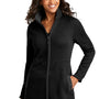 Port Authority Womens Arc Pill Resistant Sweater Fleece Full Zip Long Jacket - Deep Black