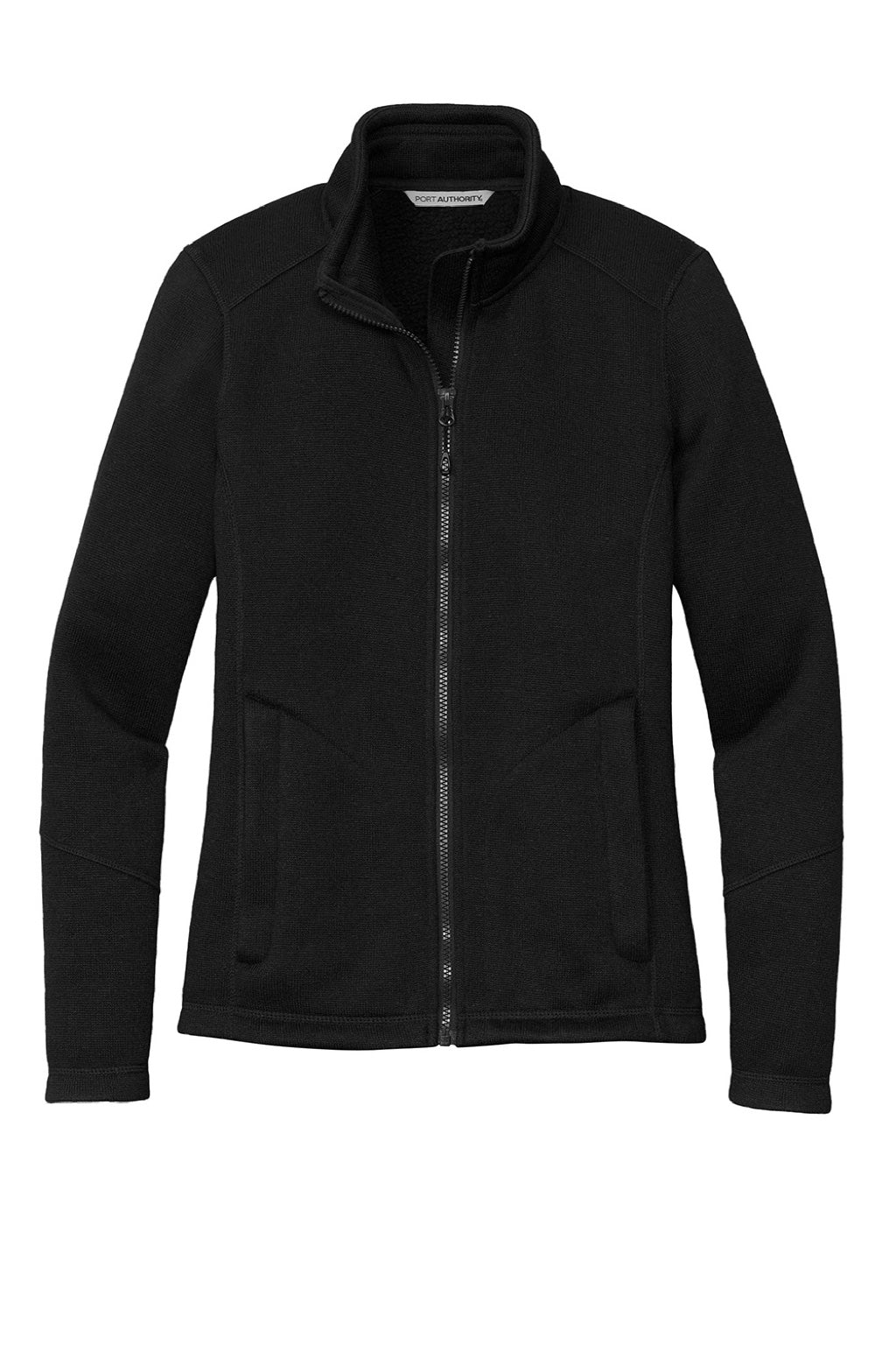 Port Authority L428 Womens Arc Pill Resistant Sweater Fleece Full Zip Jacket Deep Black Flat Front
