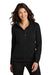 Port Authority L428 Womens Arc Pill Resistant Sweater Fleece Full Zip Jacket Deep Black Model Front