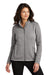 Port Authority L428 Womens Arc Pill Resistant Sweater Fleece Full Zip Jacket Heather Deep Smoke Grey Model Front