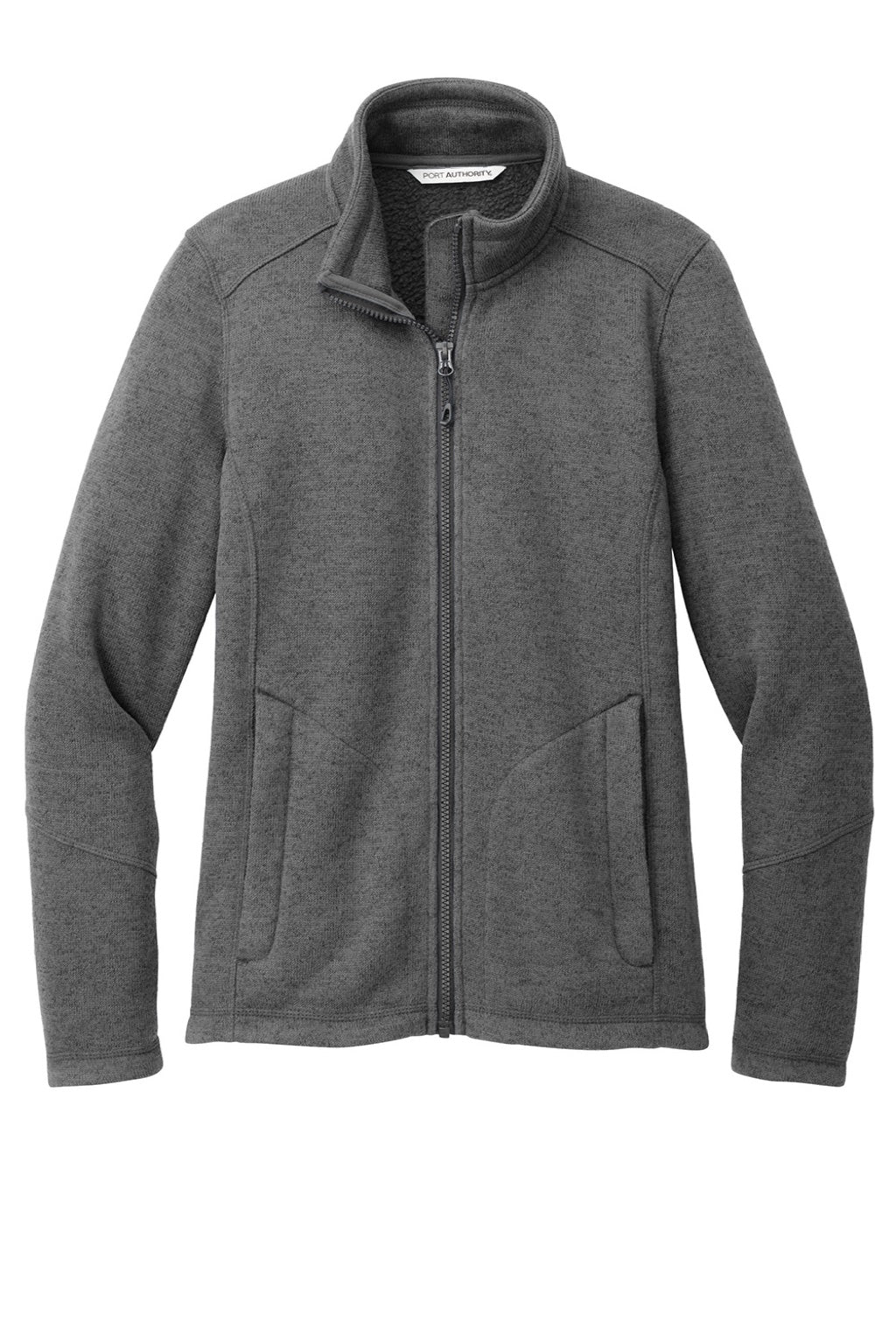Port Authority L428 Womens Arc Pill Resistant Sweater Fleece Full Zip Jacket Heather Smoke Grey Flat Front