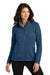 Port Authority L428 Womens Arc Pill Resistant Sweater Fleece Full Zip Jacket Heather Insignia Blue Model Front