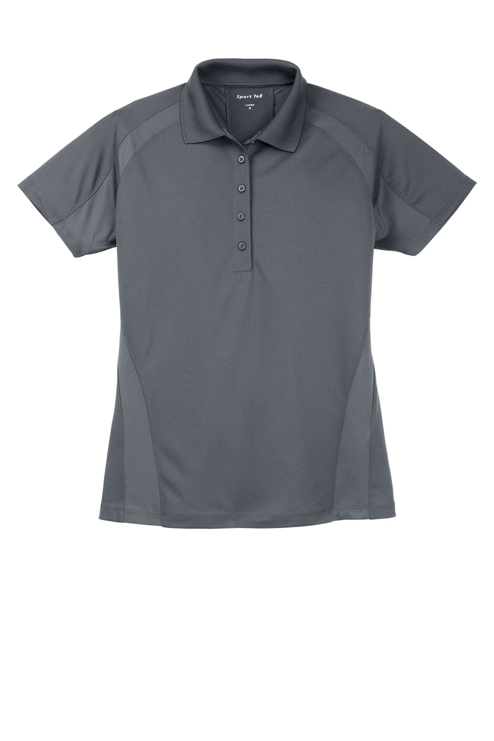 Sport-Tek L474 Womens Dri-Mesh Moisture Wicking Short Sleeve Polo Shirt Steel Grey Flat Front