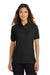 Port Authority L500 Womens Silk Touch Wrinkle Resistant Short Sleeve Polo Shirt Black Model Front