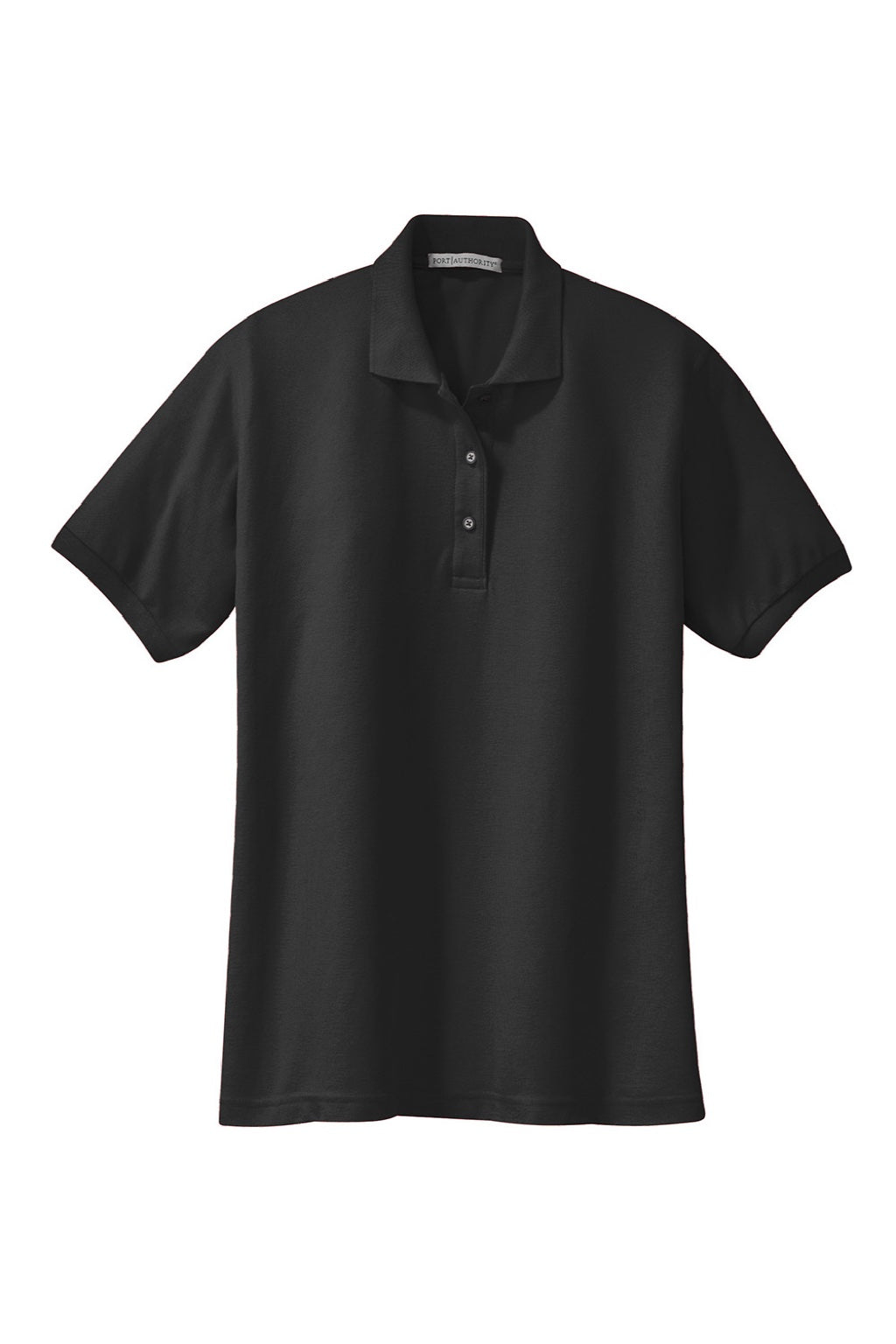 Port Authority L500 Womens Silk Touch Wrinkle Resistant Short Sleeve Polo Shirt Black Flat Front
