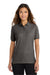 Port Authority L500 Womens Silk Touch Wrinkle Resistant Short Sleeve Polo Shirt Heather Charcoal Grey Model Front
