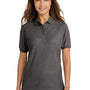 Port Authority Womens Silk Touch Wrinkle Resistant Short Sleeve Polo Shirt - Heather Charcoal Grey