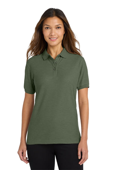 Port Authority L500 Womens Silk Touch Wrinkle Resistant Short Sleeve Polo Shirt Clover Green Model Front