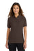 Port Authority L500 Womens Silk Touch Wrinkle Resistant Short Sleeve Polo Shirt Coffee Bean Brown Model Front