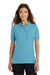 Port Authority L500 Womens Silk Touch Wrinkle Resistant Short Sleeve Polo Shirt Maui Blue Model Front
