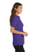 Port Authority L500 Womens Silk Touch Wrinkle Resistant Short Sleeve Polo Shirt Purple Model Side