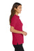 Port Authority L500 Womens Silk Touch Wrinkle Resistant Short Sleeve Polo Shirt Red Model Side