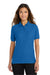 Port Authority L500 Womens Silk Touch Wrinkle Resistant Short Sleeve Polo Shirt Strong Blue Model Front