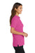 Port Authority L500 Womens Silk Touch Wrinkle Resistant Short Sleeve Polo Shirt Tropical Pink Model Side