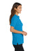 Port Authority L500 Womens Silk Touch Wrinkle Resistant Short Sleeve Polo Shirt Turquoise Blue Model Side