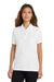 Port Authority L500 Womens Silk Touch Wrinkle Resistant Short Sleeve Polo Shirt White Model Front