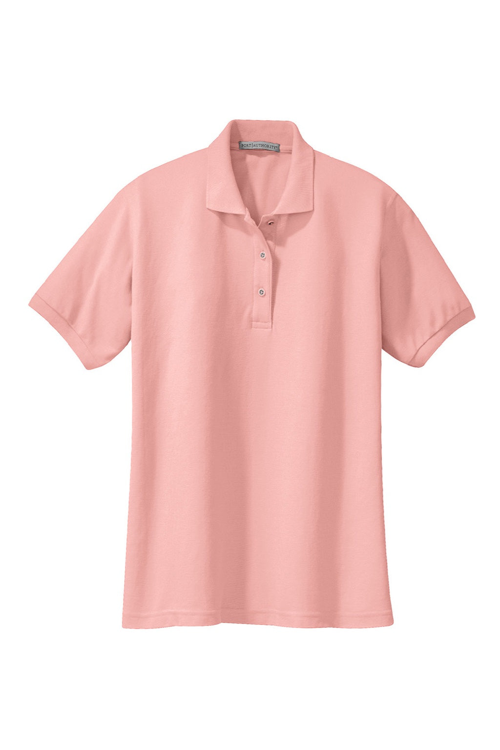 Port Authority L500 Womens Silk Touch Wrinkle Resistant Short Sleeve Polo Shirt Light Pink Flat Front