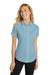 Port Authority L508 Womens Easy Care Wrinkle Resistant Short Sleeve Button Down Shirt Light Blue/Light Stone Model Front