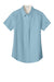 Port Authority L508 Womens Easy Care Wrinkle Resistant Short Sleeve Button Down Shirt Light Blue/Light Stone Flat Front
