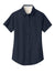 Port Authority L508 Womens Easy Care Wrinkle Resistant Short Sleeve Button Down Shirt Navy Blue/Light Stone Flat Front