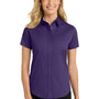 Port Authority Womens Easy Care Wrinkle Resistant Short Sleeve Button Down Shirt - Purple/Stone