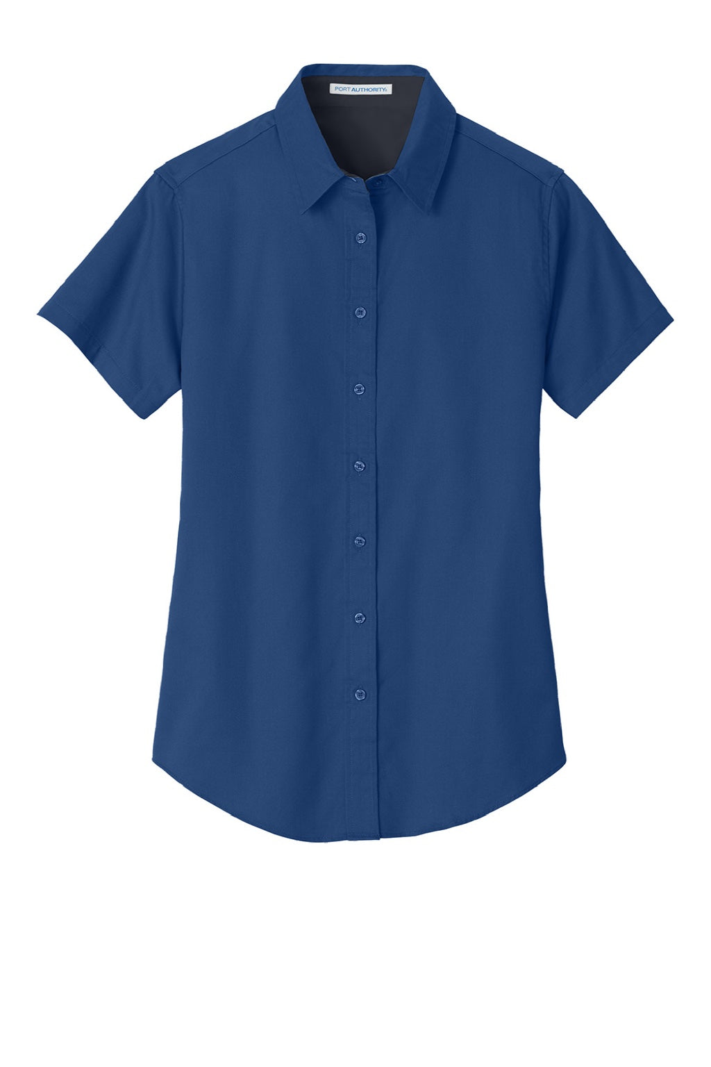 Port Authority L508 Womens Easy Care Wrinkle Resistant Short Sleeve Button Down Shirt Royal Blue/Classic Navy Blue Flat Front