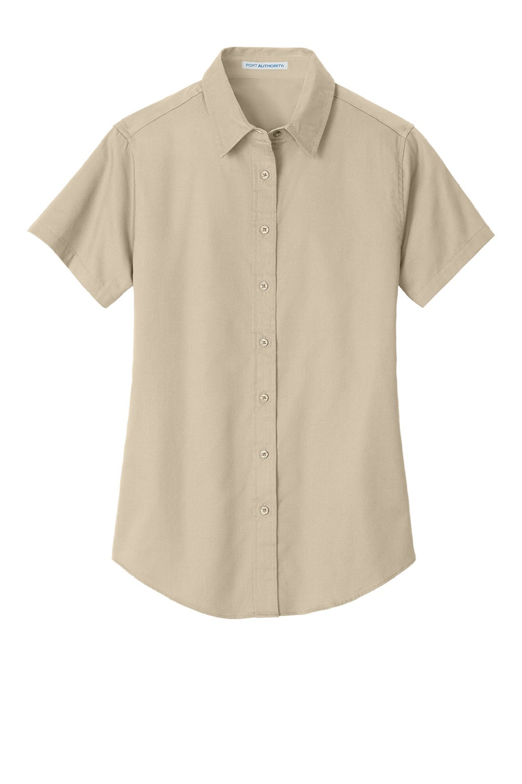 Port Authority L508 Womens Easy Care Wrinkle Resistant Short Sleeve Button Down Shirt Stone Brown Flat Front