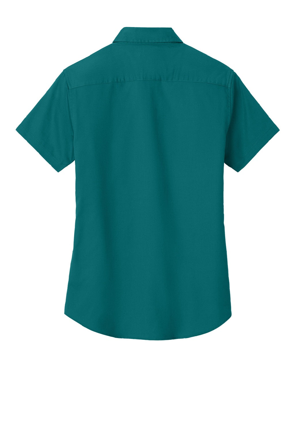 Port Authority L508 Womens Easy Care Wrinkle Resistant Short Sleeve Button Down Shirt Teal Green Flat Back