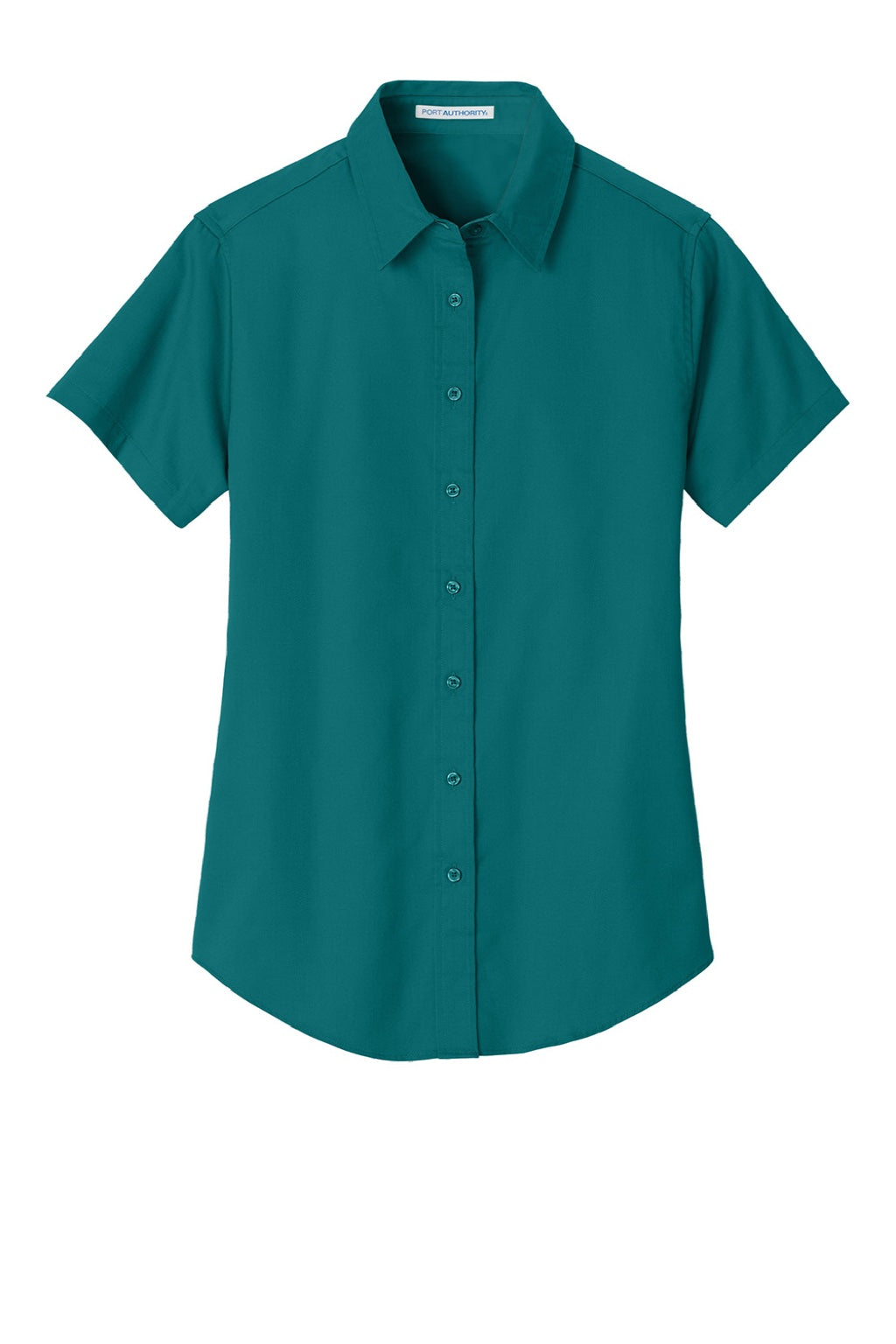Port Authority L508 Womens Easy Care Wrinkle Resistant Short Sleeve Button Down Shirt Teal Green Flat Front