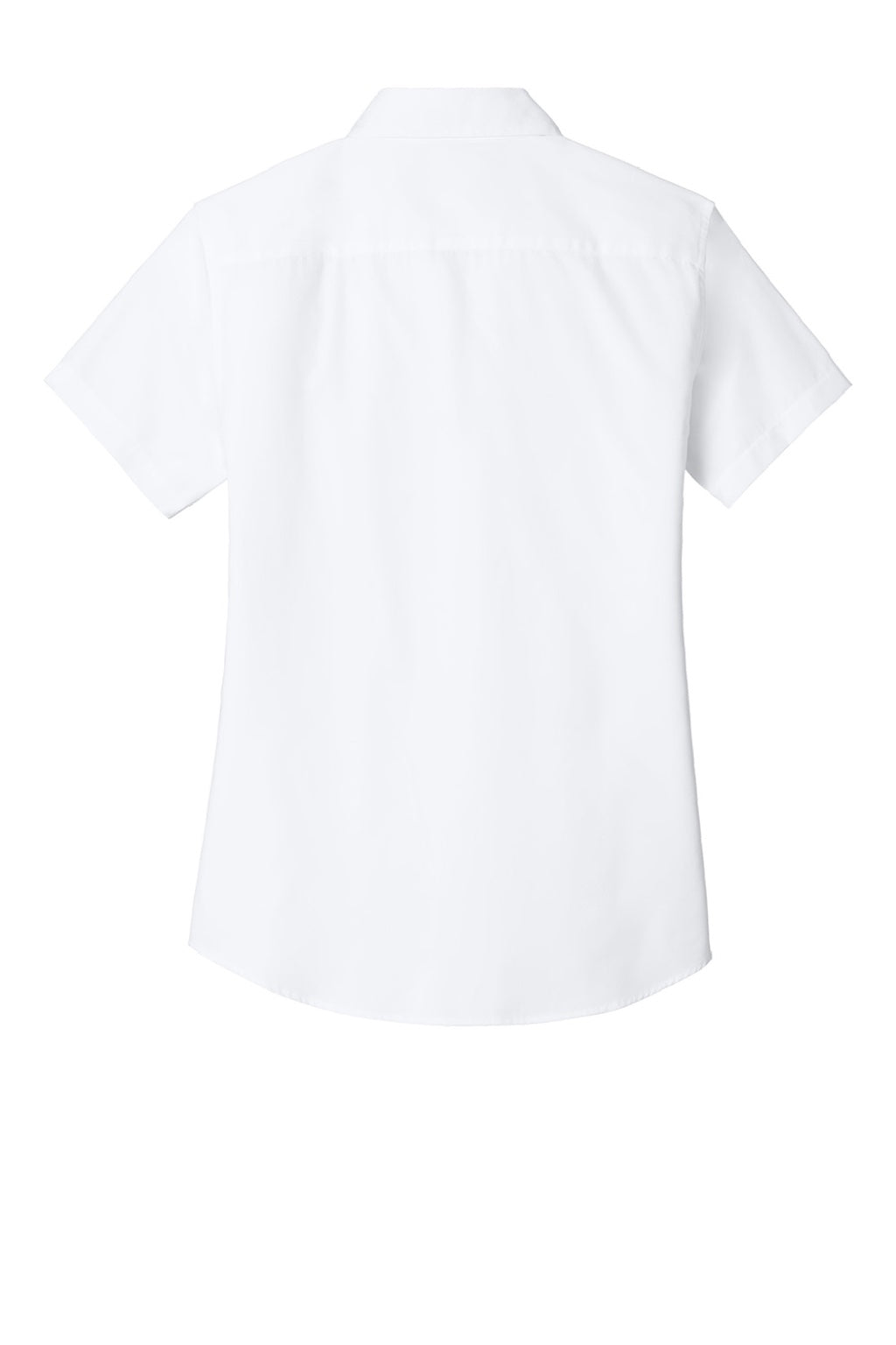 Port Authority L508 Womens Easy Care Wrinkle Resistant Short Sleeve Button Down Shirt White/Stone Flat Back