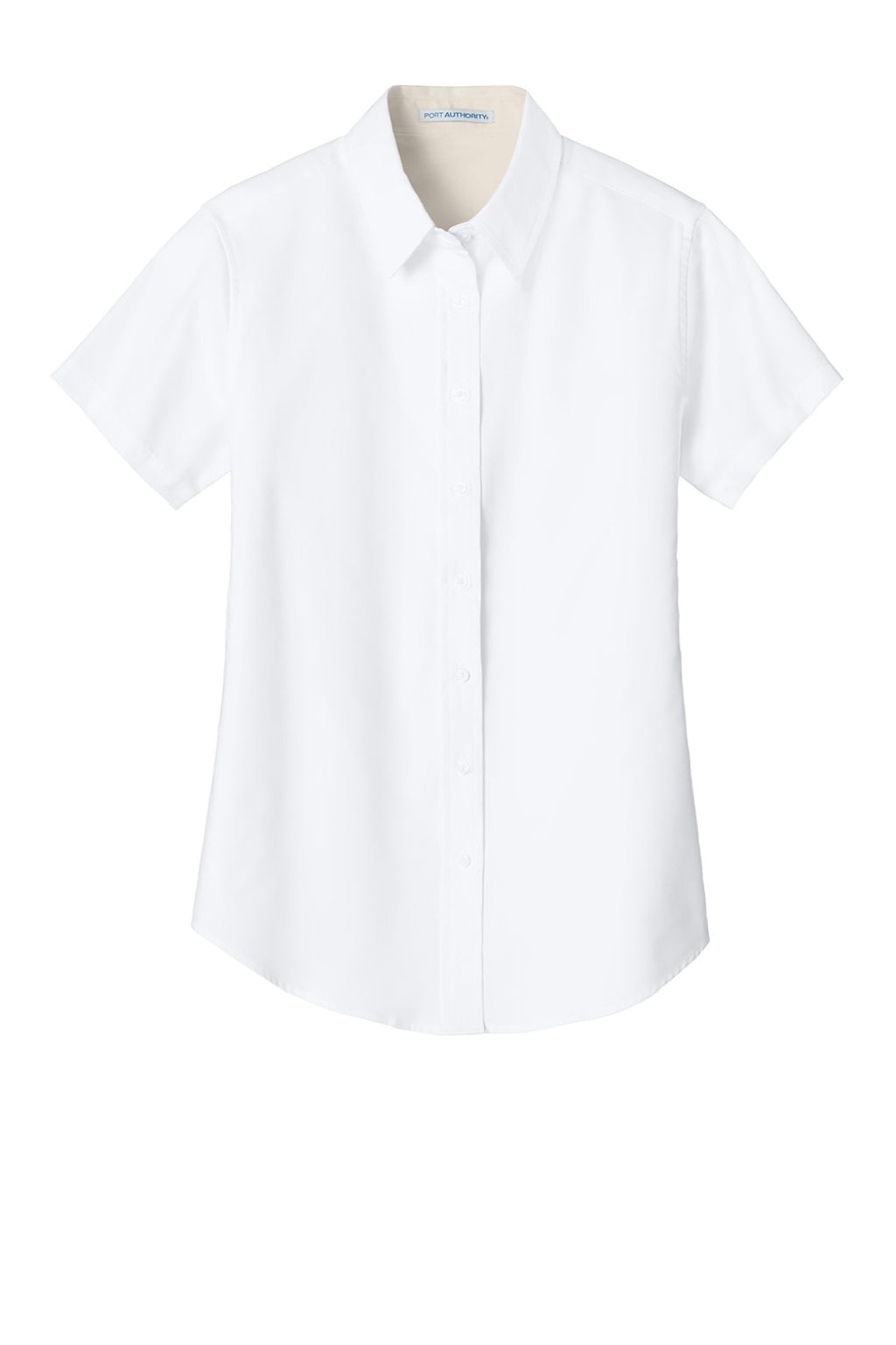 Port Authority L508 Womens Easy Care Wrinkle Resistant Short Sleeve Button Down Shirt White/Stone Flat Front