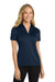 Port Authority L540 Womens Silk Touch Performance Moisture Wicking Short Sleeve Polo Shirt Navy Blue Model Front
