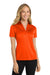 Port Authority L540 Womens Silk Touch Performance Moisture Wicking Short Sleeve Polo Shirt Neon Orange Model Front