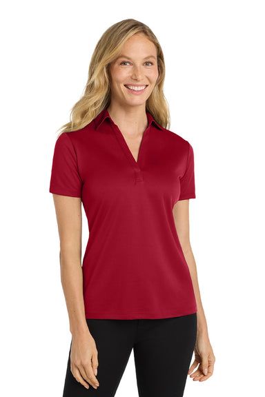 Port Authority L540 Womens Silk Touch Performance Moisture Wicking Short Sleeve Polo Shirt Red Model Front