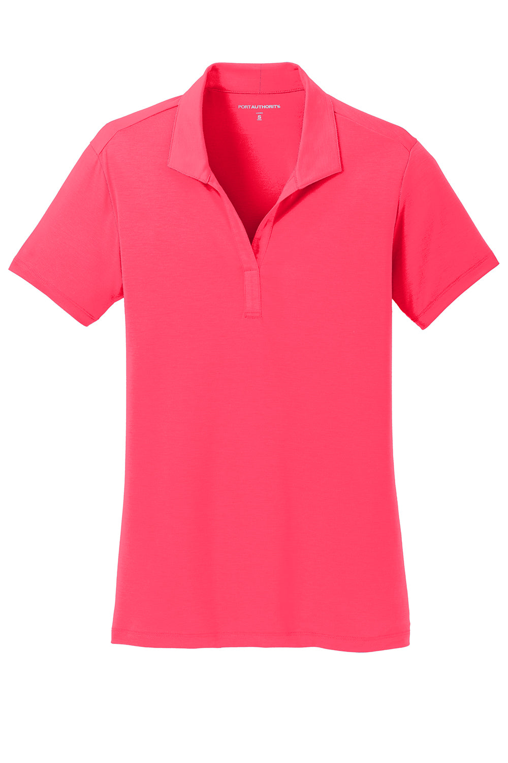 Port Authority L568 Womens Cotton Touch Performance Moisture Wicking Short Sleeve Polo Shirt Hot Coral Pink Flat Front