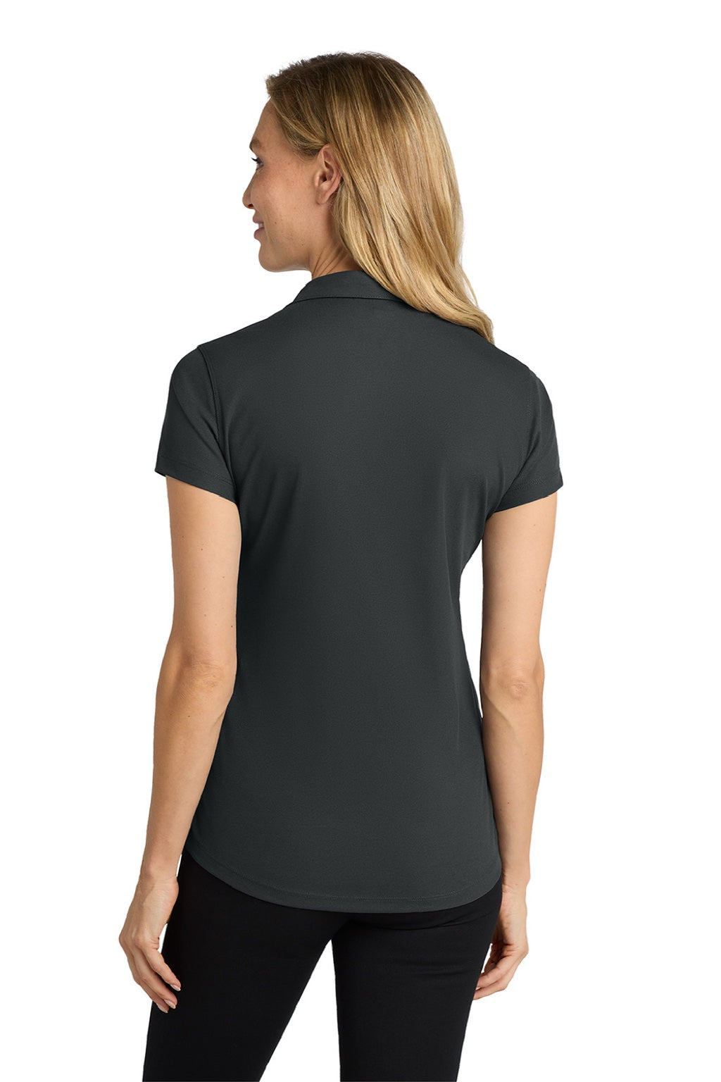 Port Authority L572 Womens Dry Zone Moisture Wicking Short Sleeve Polo Shirt Battleship Grey Model Back