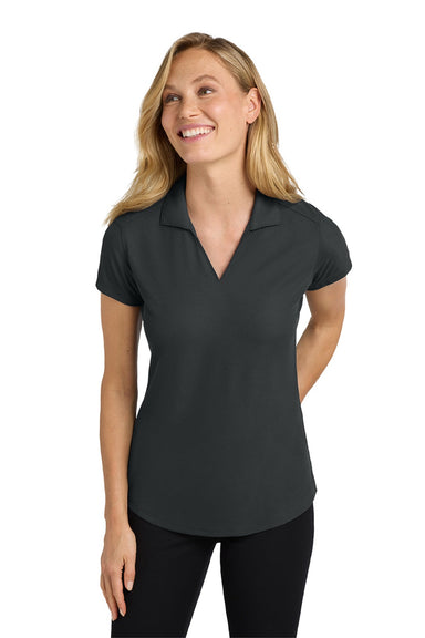 Port Authority L572 Womens Dry Zone Moisture Wicking Short Sleeve Polo Shirt Battleship Grey Model Front