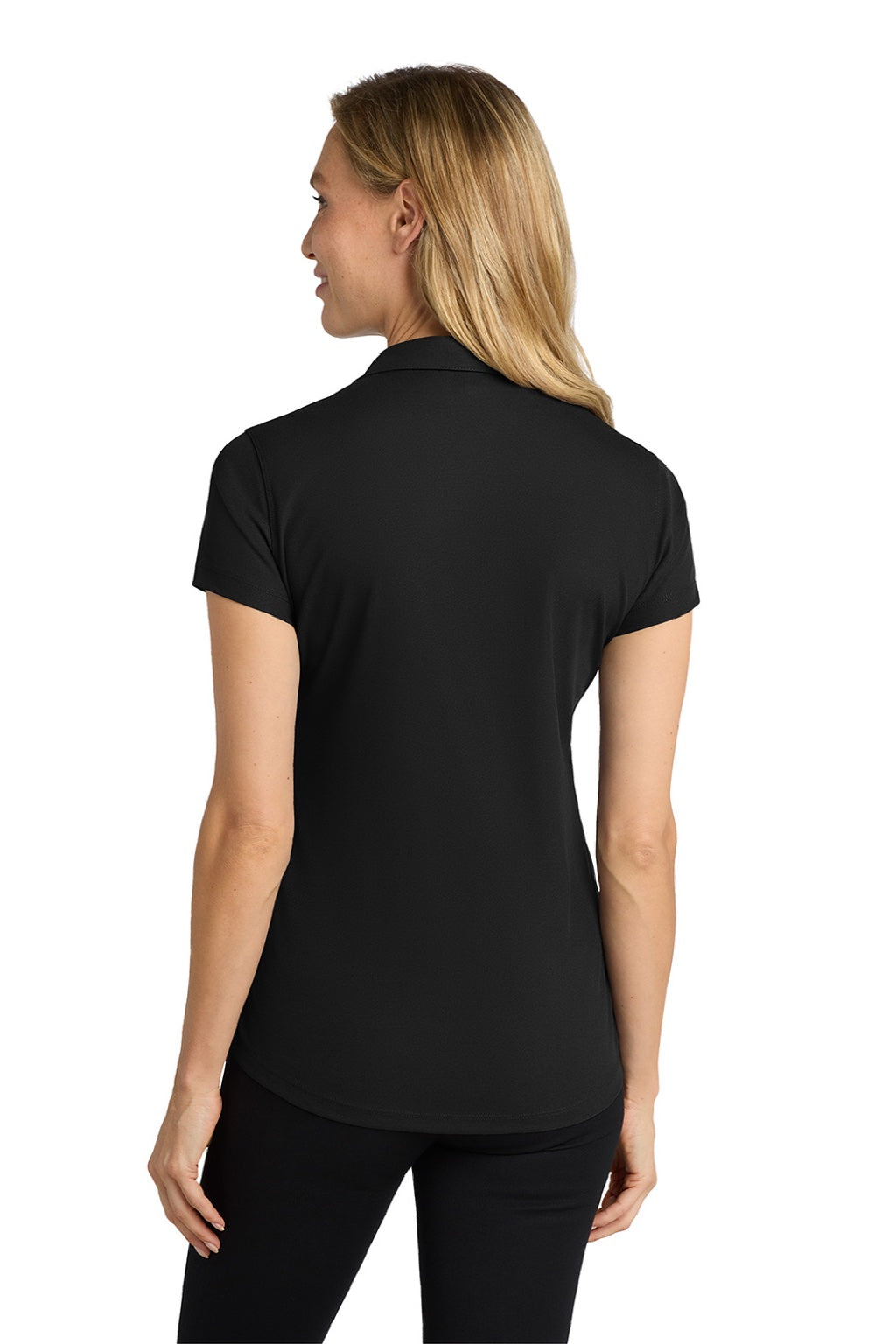 Port Authority L572 Womens Dry Zone Moisture Wicking Short Sleeve Polo Shirt Black Model Back