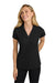 Port Authority L572 Womens Dry Zone Moisture Wicking Short Sleeve Polo Shirt Black Model Front