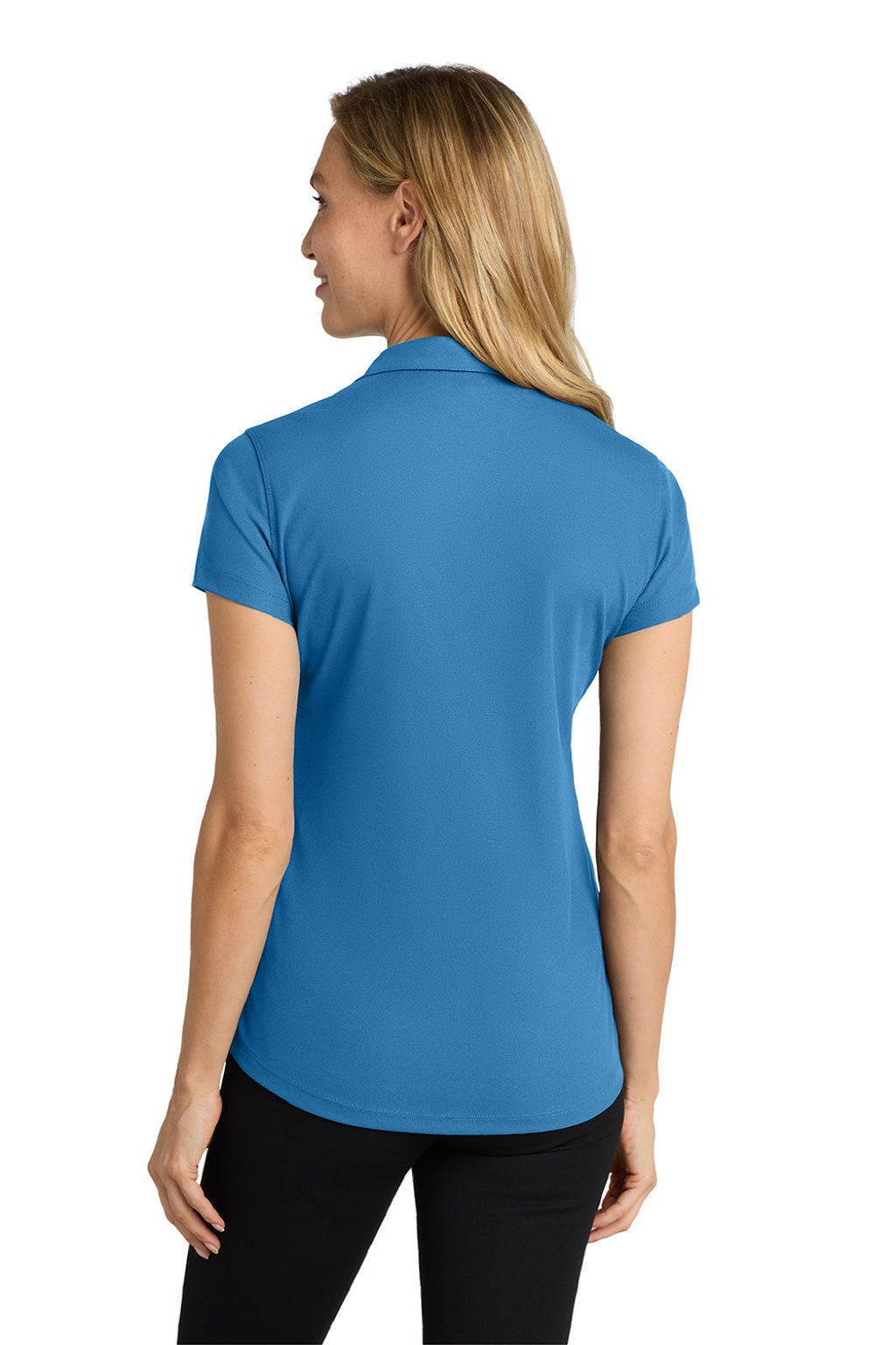 Port Authority L572 Womens Dry Zone Moisture Wicking Short Sleeve Polo Shirt Celadon Blue Model Back